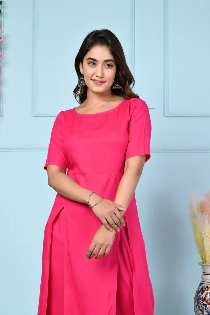 Women’s Stylish Solid Color Kurta & Pant Set with Pocket