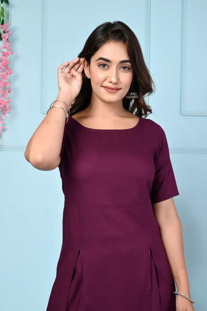 Women’s Stylish Solid Color Kurta & Pant Set with Pocket