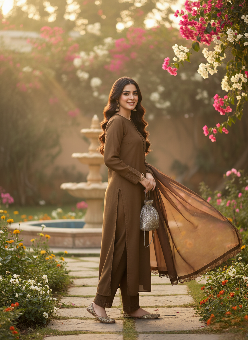 Pakistani Kurta pant set with chiffon Dupatta