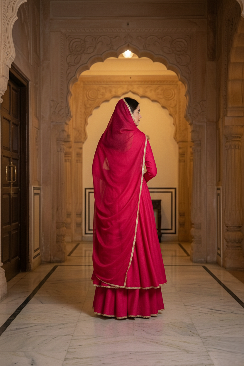 Rani Pink Elegance Anarkali Set