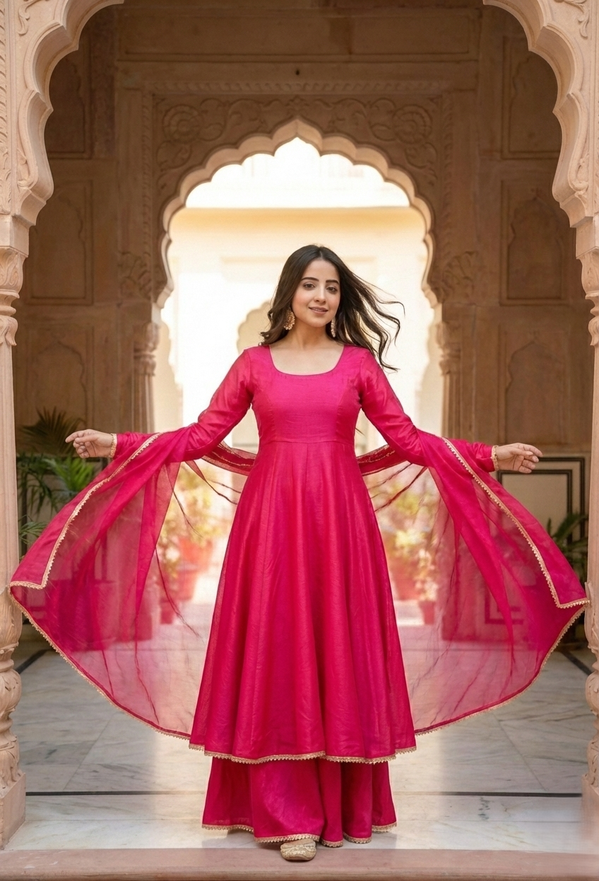 Rani Pink Elegance Anarkali Set