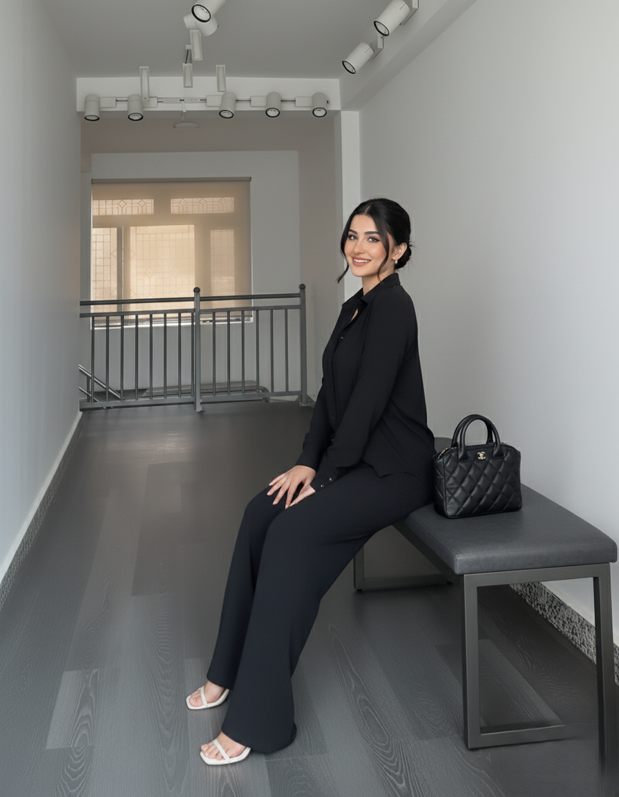 Solid Button-Down Shirt & Relaxed Pants Co-ord Set for Women