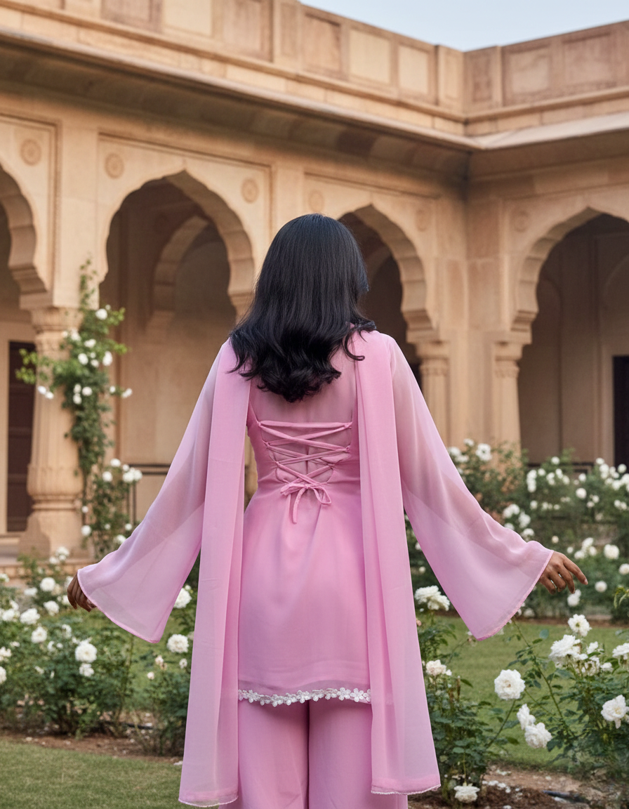 Gulnaar Pink Palazzo Set