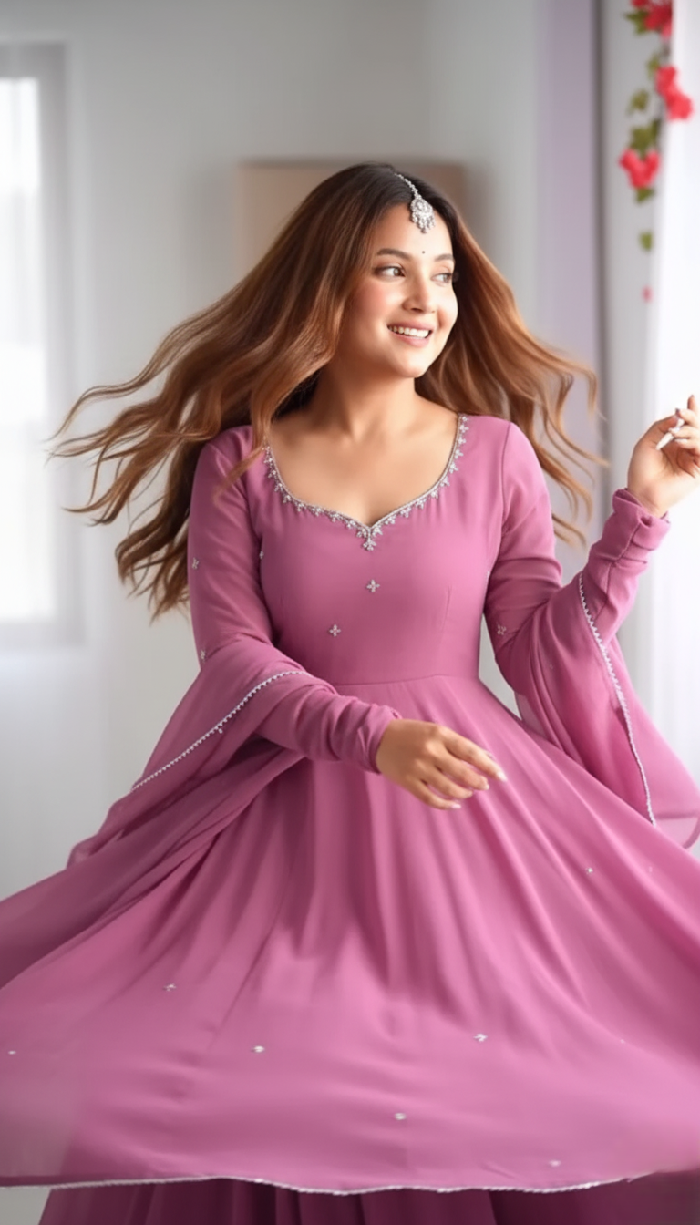 Heavy Faux Georgette Embroidered Anarkali Suit Set