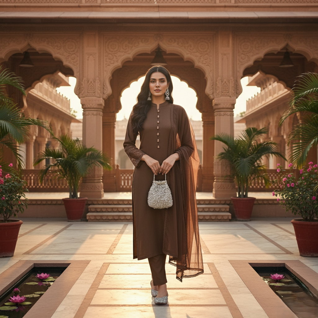 Pakistani Kurta pant set with chiffon Dupatta