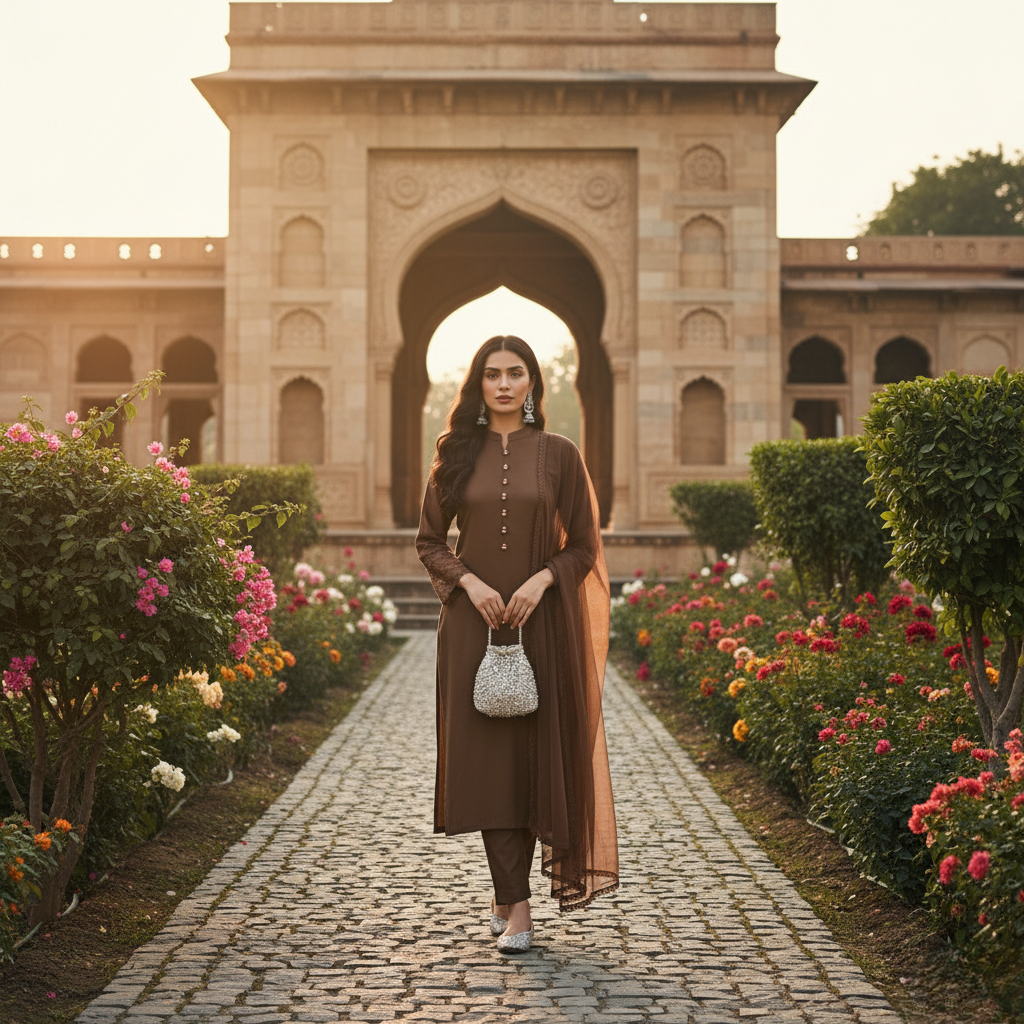 Pakistani Kurta pant set with chiffon Dupatta