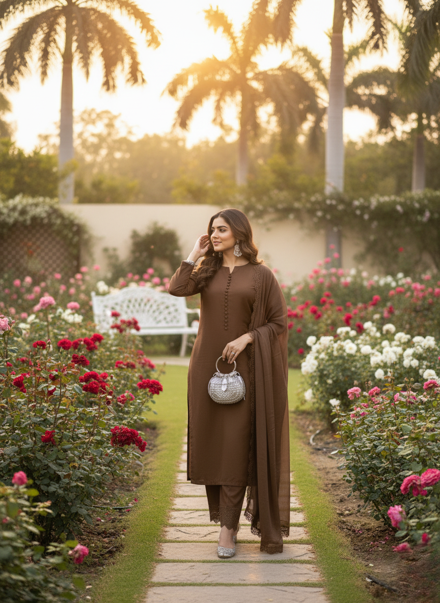 Pakistani Kurta pant set with chiffon Dupatta