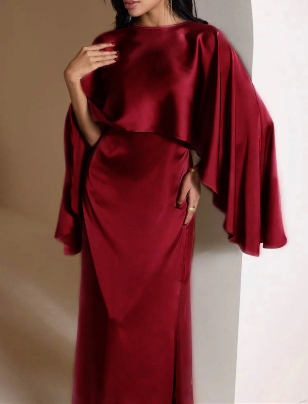 Ethereal Wine Drape Gown