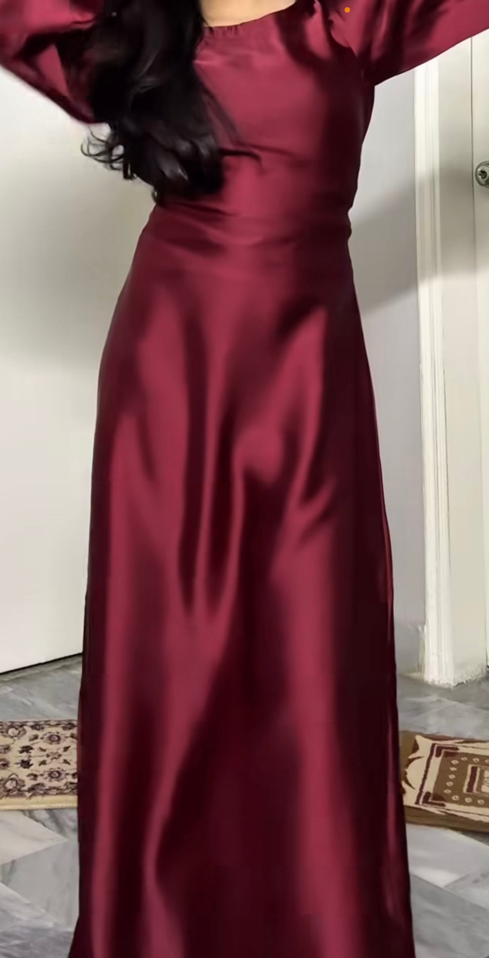Wine Red Shamoz Silk Flared Gown Set