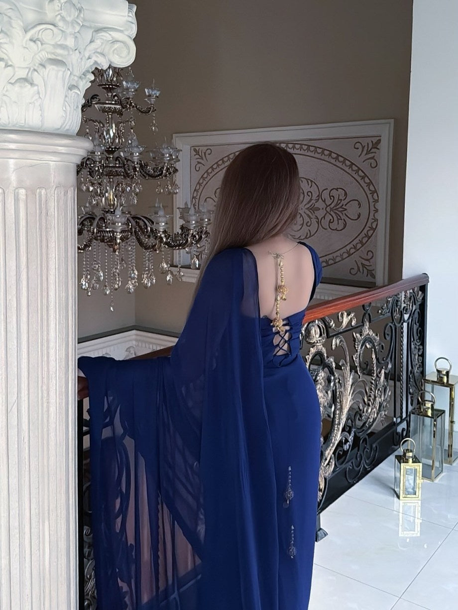 Royal Blue Sheer Georgette Saree