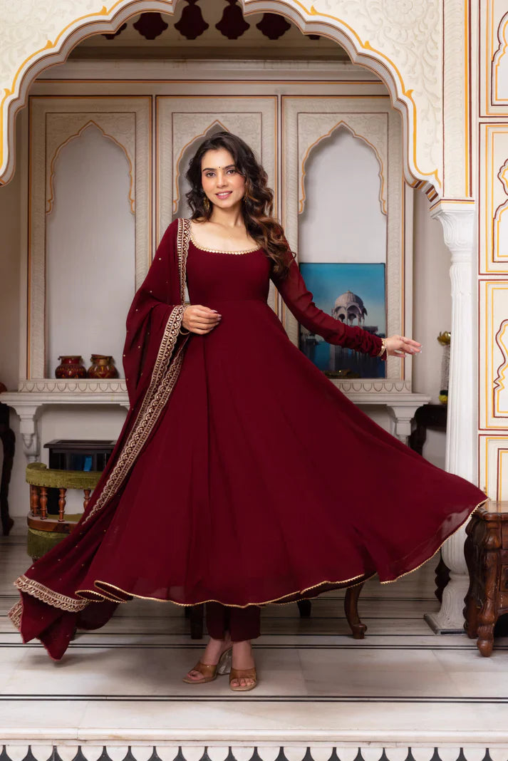 Maroon Color Faux Georgette Anarkali Suit