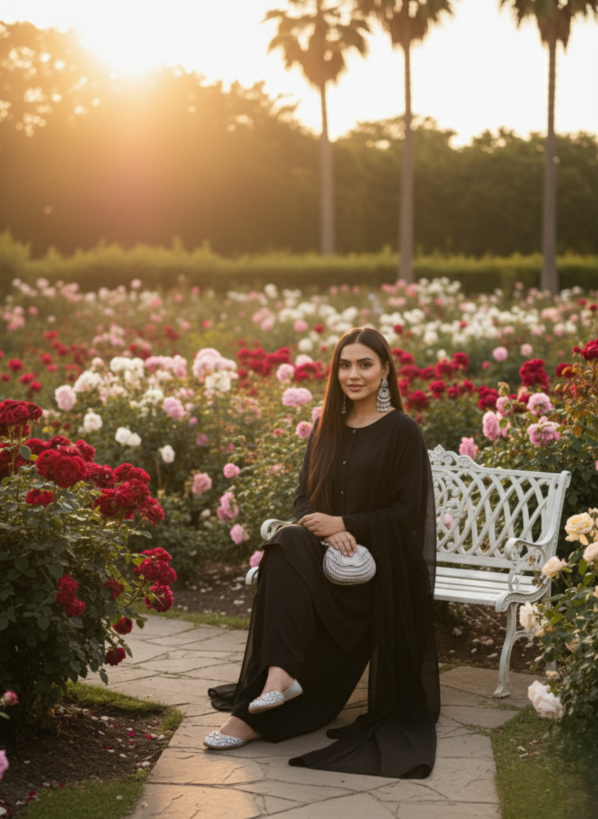 Party Wear 3-Piece Dress in Korian Silk with Organza Dupatta