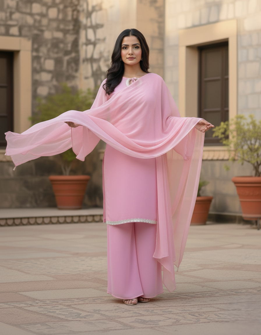 Gulnaar Pink Palazzo Set