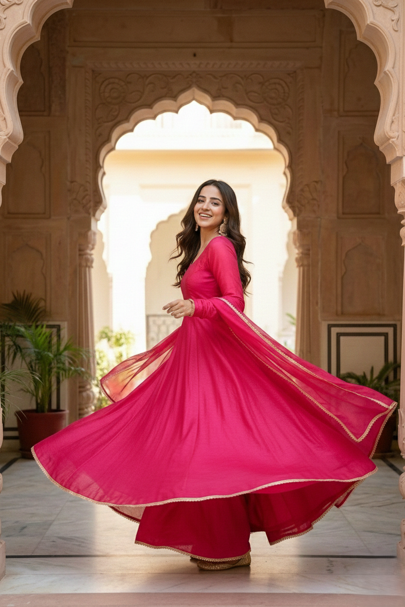 Rani Pink Elegance Anarkali Set