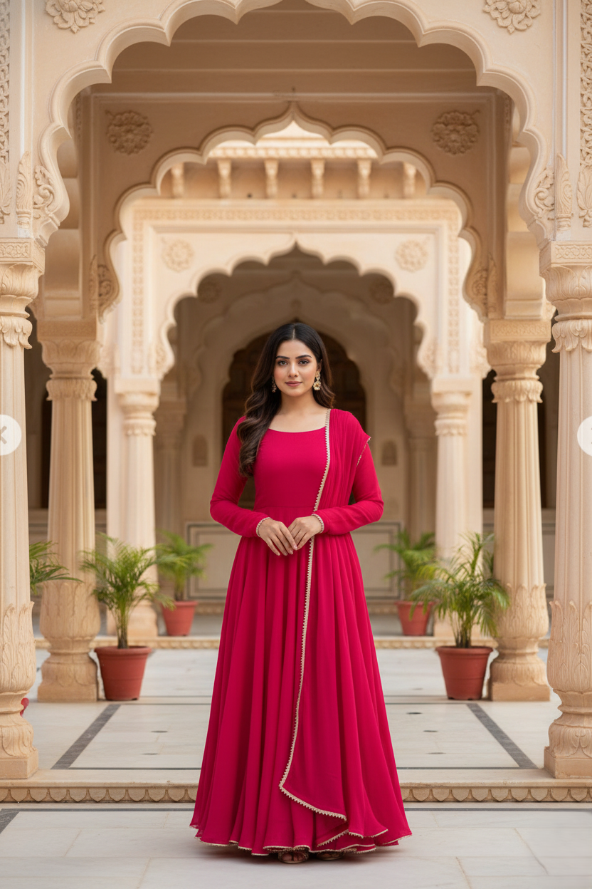 Rani Pink Elegance Anarkali Set