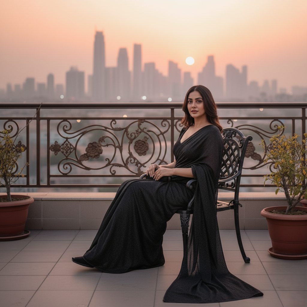 Sparkle Moonlight Saree - Glamorous Black Evening Wear