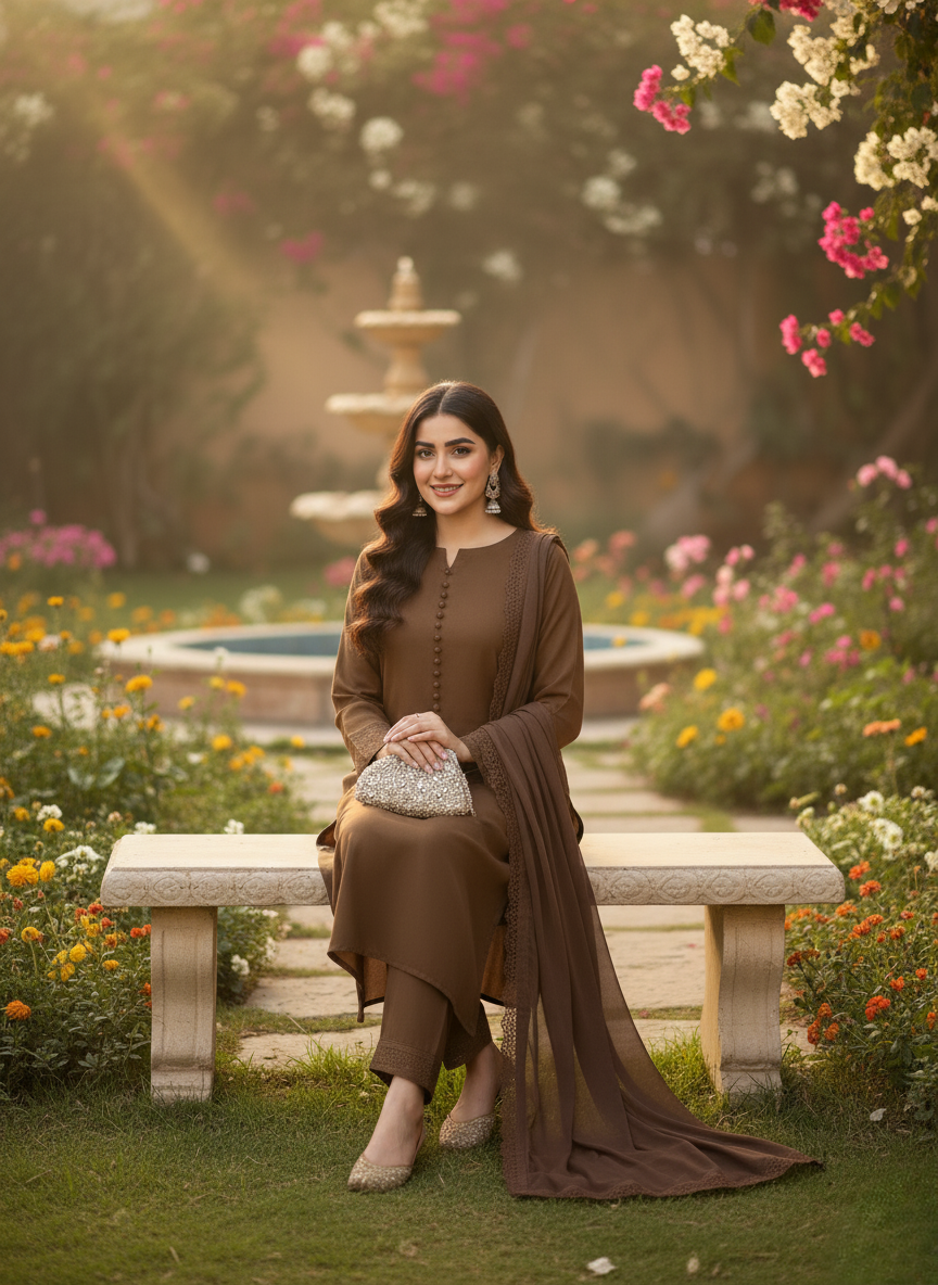 Pakistani Kurta pant set with chiffon Dupatta