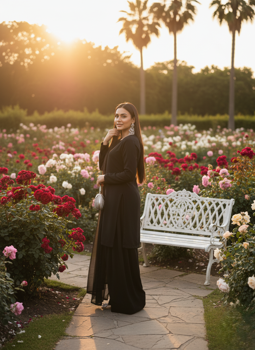 Party Wear 3-Piece Dress in Korian Silk with Organza Dupatta