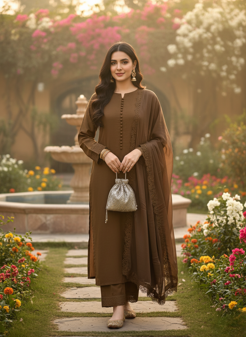 Pakistani Kurta pant set with chiffon Dupatta