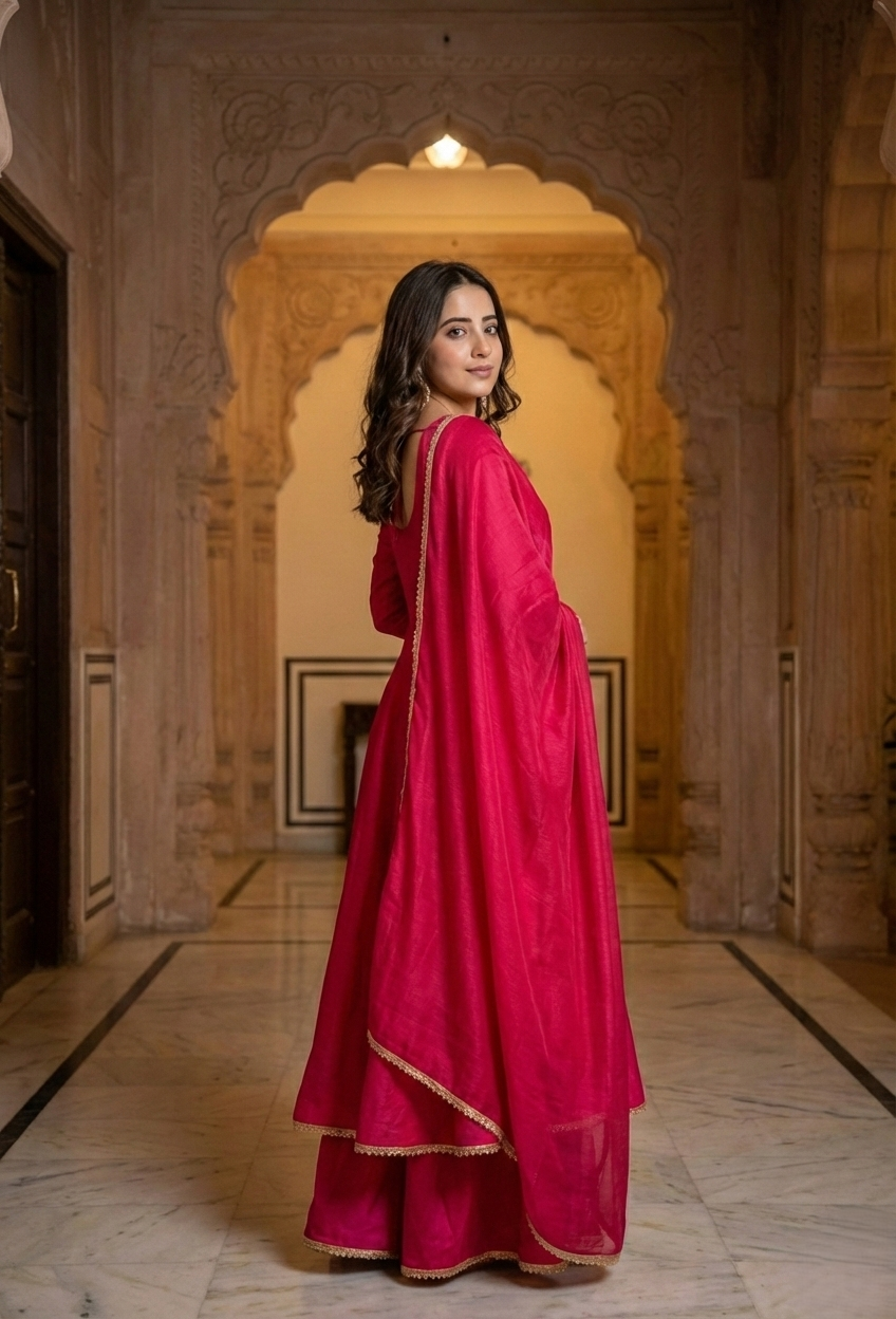 Rani Pink Elegance Anarkali Set