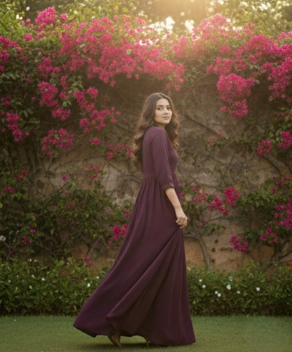 Women's Wine Rayon Long Shirt-Style Office Wear Dress with Front Slit