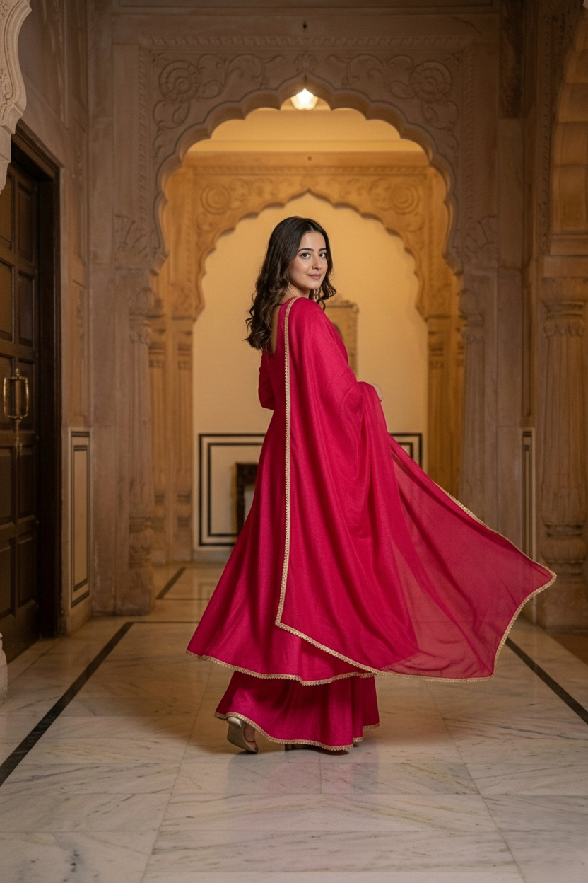 Rani Pink Elegance Anarkali Set