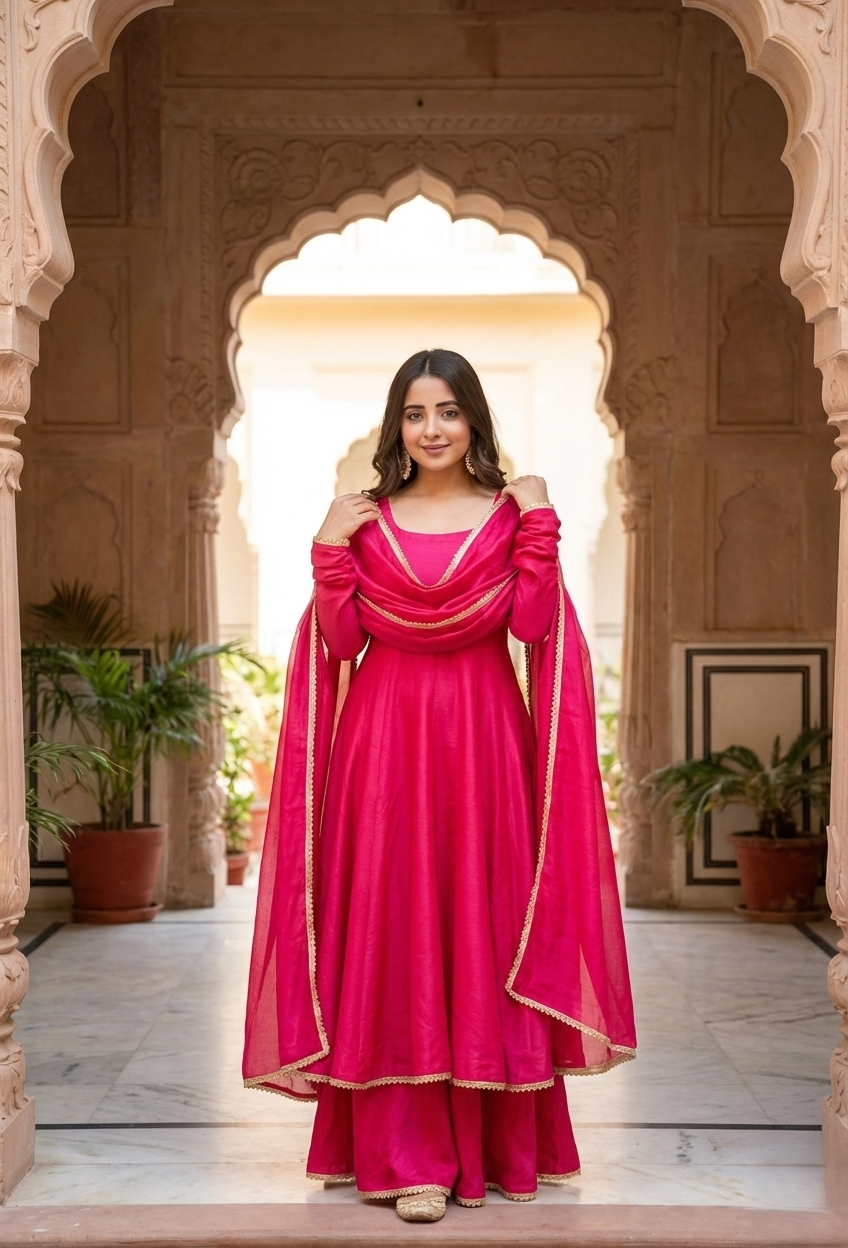 Rani Pink Elegance Anarkali Set
