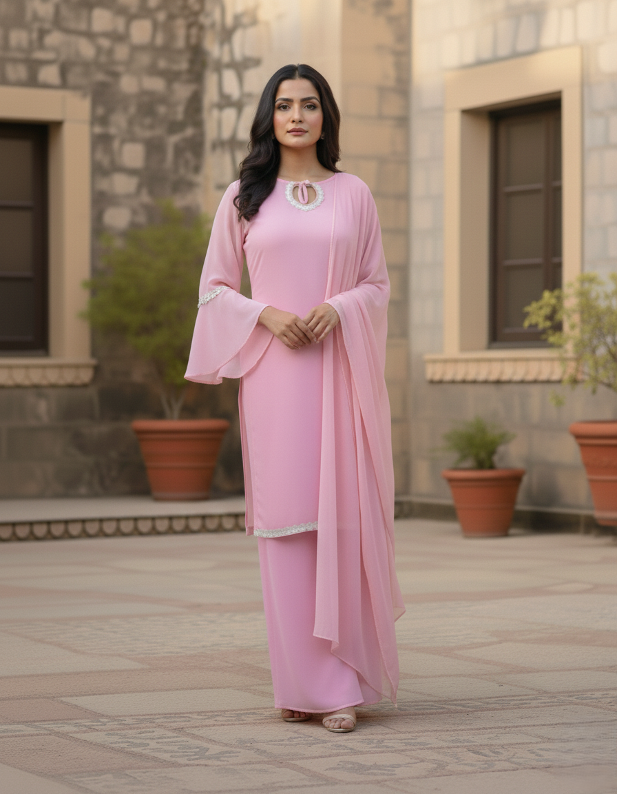Gulnaar Pink Palazzo Set