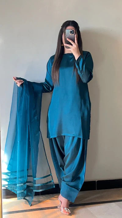 Teal Classic Salwar Kameez Set